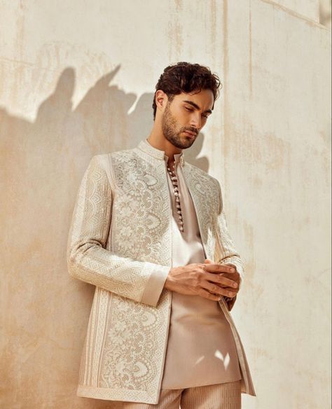 Mens Nikkah Outfit, Man Kurta Design, Indo Western Menswear, India Fashion Men, Indian Wedding Suits Men, Indian Wedding Clothes For Men, Faraz Manan, Sherwani For Men Wedding, Wedding Kurta For Men