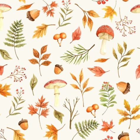 🌻 Faerie 🌻 Watercolor Autumn Leaves, Autumn Fabric, Hip Kids, Floral Leaves, Fall Watercolor, Mushroom Art, Fall Prints, Halloween Backgrounds, Fall Foliage