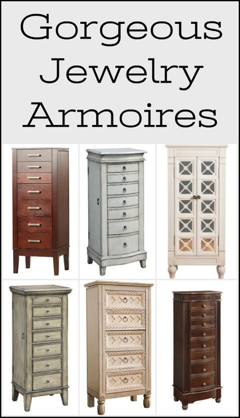 Diy Jewelry Armoire Ideas, Jewelry Armoire Diy, Jewelry Armoire Makeover, Armoire Diy, Jewelry Storage Cabinet, White Jewelry Armoire, Rethunk Junk, Jewellry Box, Mirror Wardrobe