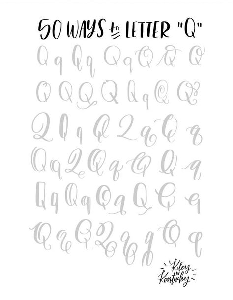 50 ways to letter - Q Cursive Handwriting Alphabet, Handwritten Alphabet, Brush Letters, Calligraphy Doodles, Writing Fonts, Handwriting Alphabet, Alfabet Letters, Alphabet Fonts, Letter Q