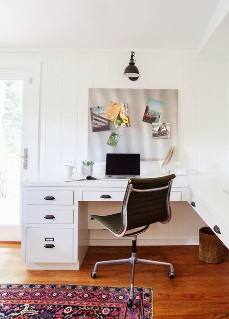 Desk & Chair Pairings Under $500 - roomfortuesday.com Wrap Around Desk, California Office, Organized Desk, Writing Room, Desk Lighting, Workspace Studio, Amber Interiors Design, Dreamy Decor, California Bungalow