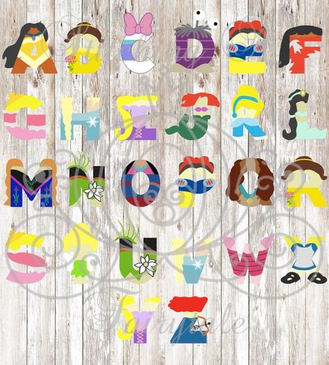 Disney Characters Letters, Disney Princess Letter, Caleb Y Sofia, Alfabeto Disney, Alphabet For Toddlers, Baby Disney Characters, Disney Letters, Disney Alphabet, Paper Mache Letters