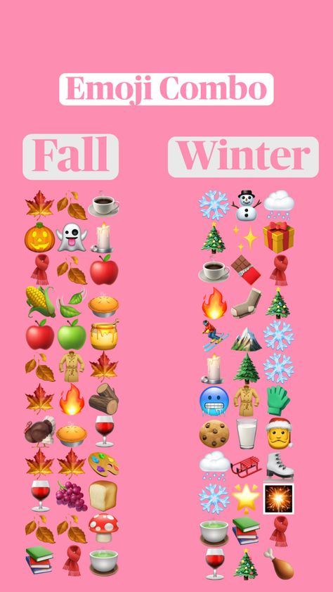 This pin features a split design capturing the essence of fall and winter. The top half showcases warm tones of orange and red, with scattered leaves, steaming mugs, and pumpkins. The emoji combos are set against a cozy backdrop of autumn vibes. The bottom half transitions to cool blues and whites, with snowflakes, pine trees, and twinkling lights. Winter emojis are nestled among serene, snowy scenes. The visual blend invites you to embrace the cozy warmth of fall and the crisp beauty of winter. Support A Small Business, Emoji Combos, T Shirt Prints, Leaf Peeping, Good Instagram Captions, Twinkling Lights, Twinkle Lights, Instagram Captions, The Fire