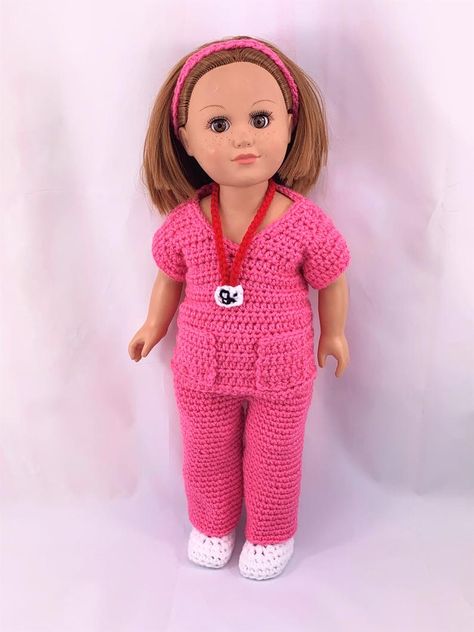 American Girl Outfits, Crochet Doll Clothes Patterns, American Girl Crochet, Nurse Scrubs, Doll Shoe Patterns, Doll Clothes Pattern, Doll Clothes Patterns Free, Pattern Doll, Shoes Pattern