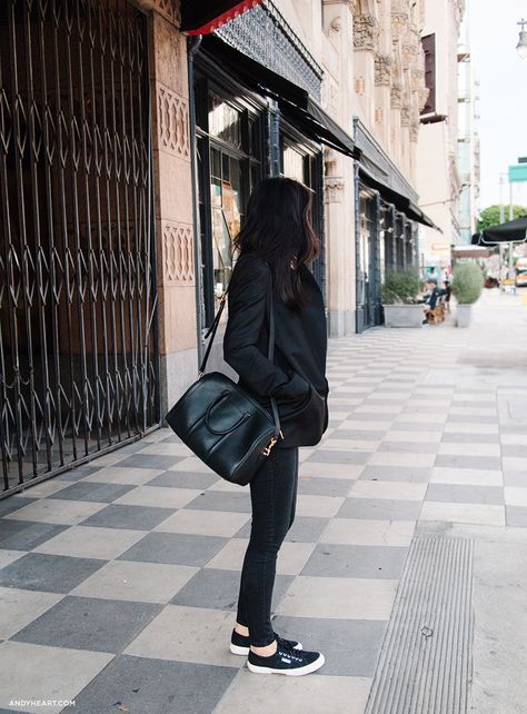 AH Blog Main Black Superga Outfit, Superga Sneakers Outfit, Superga Outfit, Superga Sneakers, Outfit For Travel, All Black Everything, Sneakers Outfit, Airport Outfit, Black Outfit