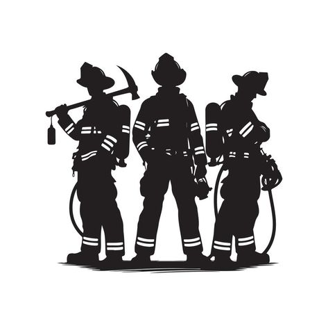 Firefighters Wallpaper, Pose Silhouette, Group Pose, Firefighter Art, Firefighter Quotes, Colorful Pottery, Group Poses, Silhouette Illustration, Maltese Cross