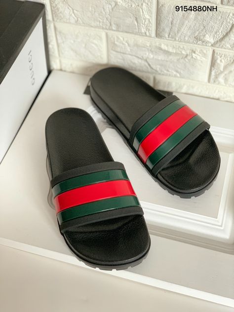 Gucci man slides casual male slippers Gucci Slippers Men, Male Slides, Male Slippers, Shopping Challenge, Gucci Flip Flops, Gucci Slippers, Slides Outfit, Gucci Slides, Air Shoes