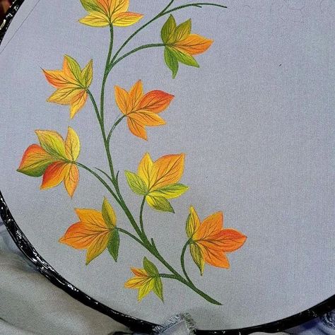 🖌️🎨🎨 #painting #fabric__fiesta #design #leave #handmade #handpainted #flowers #suits #trendingreels #instagood #likeforlikes Fabric Colour Painting, Painting Instagram, Fabric Paint Shirt, Saree Painting Designs, Fabric Paint Diy, Painting Flowers Tutorial, Saree Painting, Fabric Painting Techniques, Floral Cards Design