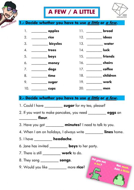 A few - a little online worksheet for Grade 3. You can do the exercises online or download the worksheet as pdf. Grade 3 Grammar Worksheets, English Worksheets For Grade 6, English For Grade 3 Worksheets, English Worksheet Grade 3, Worksheet For Grade 2 English, Grade 3 English Worksheets, Basic English For Kids, Few A Few, Kids Handwriting Practice