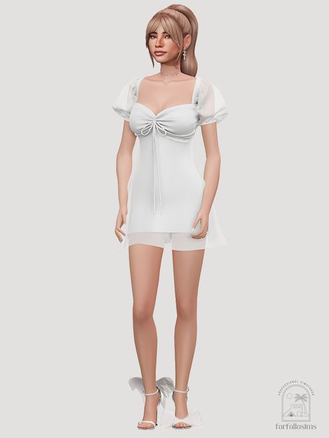 Sims 4 Short Wedding Dress, Sims 4 Cc Lookbook, Cc Lookbook, Sims Outfits, White Tight Dresses, Cc Top, Ts4 Poses, Engagement Look, Wedding Lookbook