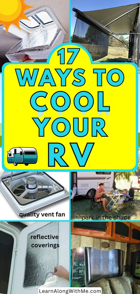 Want some ideas to help cool your camper this summer and make your RV a little cooler and more comfortable inside?   Many of these are really simple ideas and not necessarily RV hacks, but doing just a few of these things can make a noticeable difference.   Click to check them out and help beat the heat this summer. Camper Diy Hacks, Trailer Life Hacks, Rv Hacks Motorhome, Camper Hacks Diy Tips And Tricks, Camper Hacks Travel Trailers, Camper Living Hacks, Glamping Tips, Camping Hacks Camper, Rv Hacks Travel Trailers