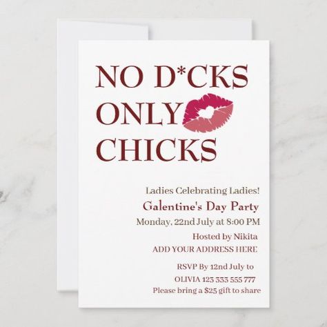 $2.93 | No D*cks Only Chicks Galentine's Day Ladies Night #nursery earthy neutral country, rustic trendy sophisticated, latest modern texture cool colorful, contemporary cheerful bright fun elegant, abstract bold brush stroke designer, minimal terracotta burnt orange, earthy tones rustic bloom, galentine invitation card, galentines day party, girl friend party girlfriends Galentine Invitation, Nursery Earthy, Galentines Day Party, Night Nursery, Friend Party, Modern Texture, Galentines Day, Girl Friend, Ladies Night