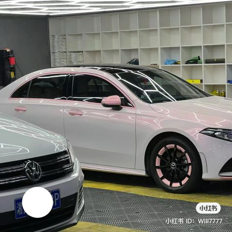 White Car With Pink Accents, White And Pink Car, Iridescent Car Wrap, Iridescent Car, Tesla Interior, Car Care Tips, Audi Car, Girl Car, 7 Day Challenge