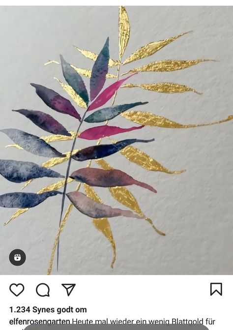 Metallic Pens Art, Metallic Watercolor Painting Ideas, Metallic Watercolor Painting, Metallic Watercolor, Gold Art Painting, Gold Leaf Art, Everyday Art, Watercolor Projects, Watercolor Flower Art