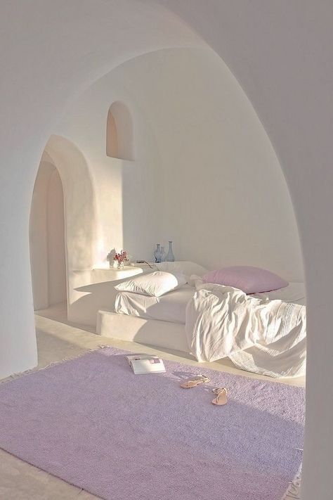 White Walls, Bedroom, Bed, Purple, Wall, White