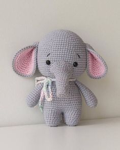 como hacer elefante tejido a crochet Disney Amigurumi, Baby Elephant Toy, Amigurumi Elephant Pattern, Crochet Elephant Pattern, Elephant Toy, Crochet Elephant, Crochet Animal Patterns, Baby Soft Toys, Pink Elephant