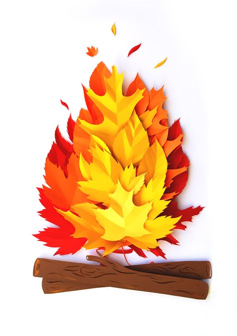 Paper Fire on Behance Fire Crafts, Paper Fire, Fireworks Craft, Leaf Crafts, Flower Rangoli, How To Make Paper Flowers, Paper Illustration, Fire Art, Craft Tutorial