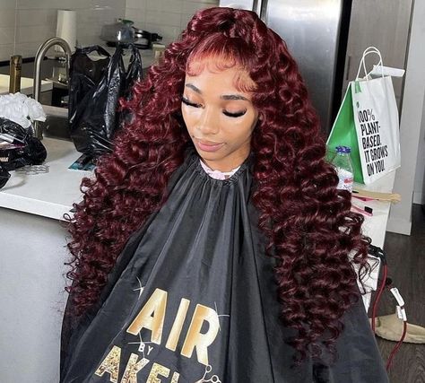 Weave Ponytail Hairstyles, Frontal Wig Hairstyles, Red Hair Don't Care, Black Ponytail Hairstyles, Dread Hairstyles, Burgundy Hair, Hair Laid, Dope Hairstyles, Front Lace Wigs Human Hair