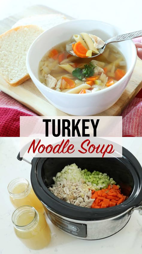 Crockpot Turkey Soup Slow Cooker, Turkey Leftovers Crockpot, Homemade Turkey Noodle Soup, Turkey Soup Crockpot, Slow Cooker Turkey Soup, Soup In The Crockpot, Homemade Turkey Soup, Thanksgiving Soups, Leftover Turkey Soup