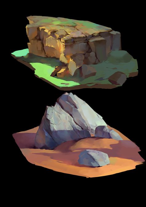 ArtStation - stone, hu hu Stylized Rocks Concept Art, Rock Digital Art, Rock Art Tutorial, Rocks Concept Art, Stone Digital Art, Stone Concept Art, Rock Concept Art, Rocks Illustration, Rock Reference