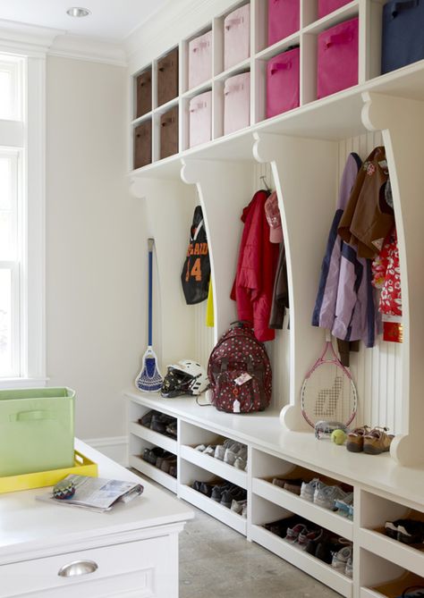 How to keep a large family home clutter free with ease Hall Deco, Closet Mudroom, Storage Lift, Storing Shoes, Rolling Ladder, Laundry Room/mud Room, Kh 3, Entry Closet, Mudroom Organization