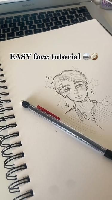 Boy Easy Face Drawing, Art Tutorial Character Sketches Tutorial, How To Draw Someone Standing, How To Draw Face Sketch, How To Make Face Sketch, Drawing Sketches Beginners, How Can I Draw Face, Anime Man Drawing Tutorial, Draw A Face Tutorial, Sketchbook Faces Sketches