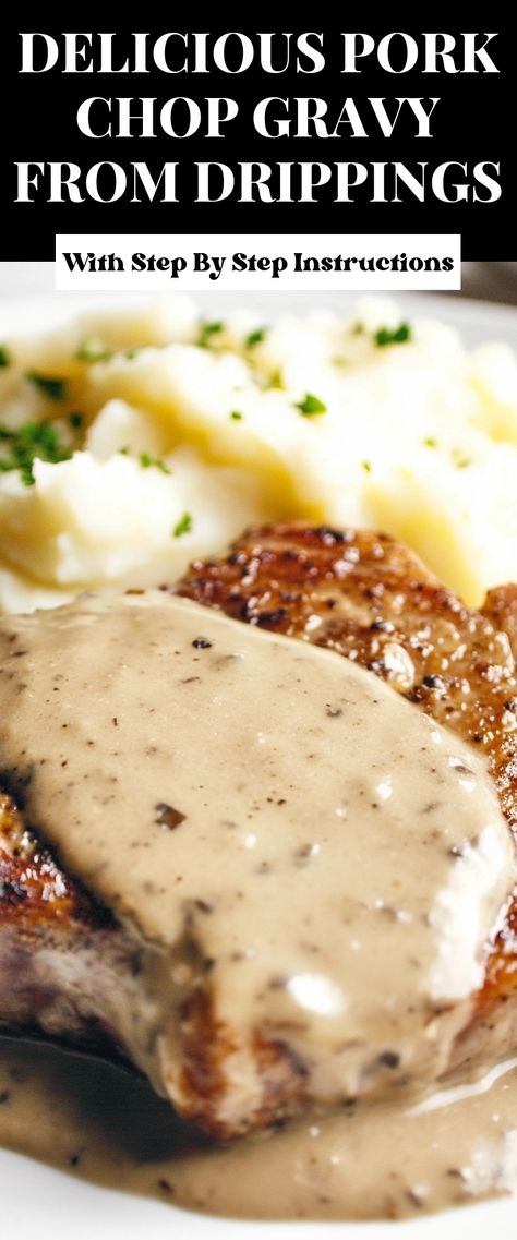 Image for Delicious Pork Chop Gravy from Drippings Pork Chop With Gravy Recipes, Pork Gravy Without Drippings, Pork Chop Gravy From Drippings, Pork Chop And Gravy Recipes, Pork Chop Gravy Recipe, Pork Chop Gravy, Southern Pork Chops, Pork Gravy Recipe, Gravy From Drippings