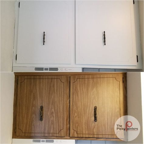 Can you paint Formica kitchen cabinets? - The Picky Painters - Berea, OH Can You Paint Formica, Formica Kitchen Cabinets, Laminate Cabinet Makeover, Paint Formica, Painting Formica, Painting Laminate Kitchen Cabinets, Formica Cabinets, Painting Laminate Cabinets, Formica Kitchen