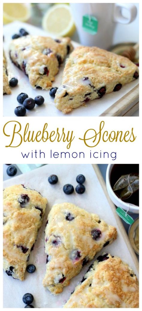 Perfect Scones Recipe, Blueberry Lemon Scones, Blueberry Scones Recipe, Raspberry Scones, Scones Recipe Easy, Muffins Vegan, Lemon Scones, Homemade Scones, Lemon Icing