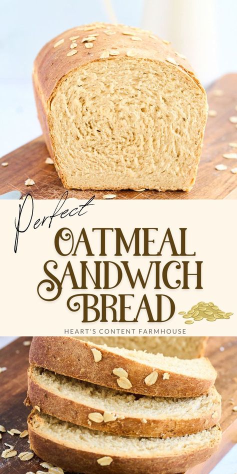 This oatmeal sandwich bread is soft, hearty, and perfect for making your favorite sandwiches. The recipe is sweetened with honey and brown sugar, then topped with old-fashioned oats. You'll love this delicious and easy-to-make bread! Perfect Oatmeal, Oat Bread Recipe, Oatmeal Bread Recipe, Honey Oat Bread, Bread At Home, Oatmeal Bread, Homemade Oatmeal, Bread Maker Recipes, Sandwich Bread Recipes