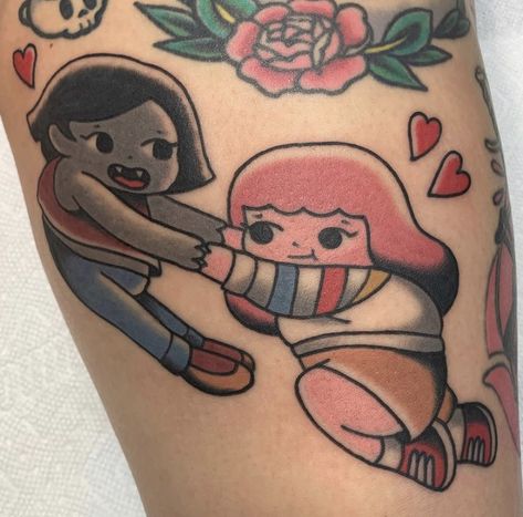 adventure time tattoo with marceline and princess bubblegum. Marceline X Bubblegum Pfp, Princess Bubblegum Tattoo, Marceline Tattoo, Area 51 Tattoo, Bmo Adventure Time, Marceline Adventure Time, Finn Adventure Time, Bubblegum Marceline, Adventure Time Bmo