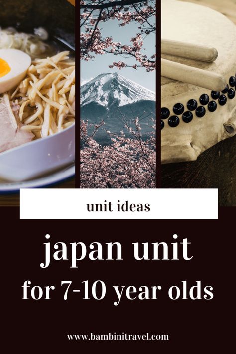 Japan Unit for 7-10 Year Olds – Bambini Travel Ninja Unit Study, Japan Unit Study, Asia Geography, Ancient Japan Art, Japan Study, Japan For Kids, Green Tea Cookies, Sushi Go, Weekly Activities