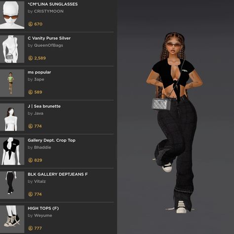 Imvu Outfits Black, Imvu Baddies Outfits, Imvu Outfits Ideas Baddie, Imvu Avi Ideas, Imvu Clothes, Imvu Fits, Imvu Avi, Imvu Baddie, Pretty Fits