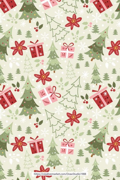 This pattern set is perfect for your Christmas upcoming projects. #Christmas pattern #christmas wrapping paper Cute Christmas Backgrounds, Paper Patterns Design, Wallpaper Natal, Christmas Doodle, Wallpaper Christmas, Christmas Papers, Christmas Doodles, Cute Christmas Wallpaper, Wrapping Paper Design