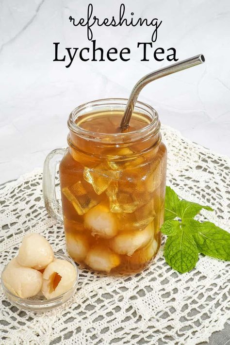 Lychee Drink Recipe, Lychee Fruit Tea, Homemade Whipped Cream Easy, Easy Homemade Whipped Cream, Lychee Iced Tea, Lychee Recipes, Crazy Drinks, Lychee Tea, Cafe Drinks