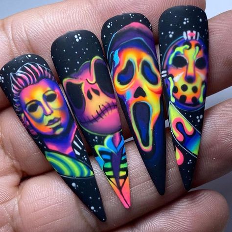 Em Nails, Horror Nails, Crazy Nail Designs, Holloween Nails, 2023 Nail, Designer Nails, Halloween Acrylic Nails, Cute Halloween Nails, Hippie Nails