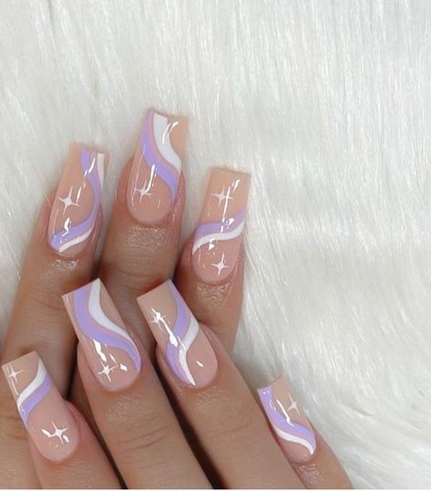 Twinkle Nails, Acrylic Nails Natural, Purple Acrylic Nails, Spring Acrylic Nails, Purple Acrylic, Simple Acrylic Nails, Classy Acrylic Nails, Acrylic Nails Coffin Pink, Long Square Acrylic Nails