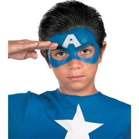 Captain America Face Paint Easy, Captain America Makeup, Captain America Face Paint, America Makeup, Easy Face Painting Ideas, Marvel Makeup, Face Painting Ideas For Kids, Superhero Face Painting, Easy Face Painting