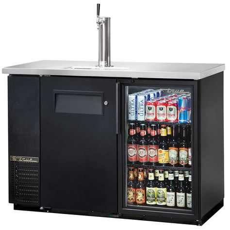 True TDB-24-48-1-G-1 49" Back Bar Cooler Direct Draw Beer Dispenser with One Glass and One Solid Door Beer Storage, Beer Dispenser, Stainless Steel Counters, Beer Cooler, Home Coffee Bar, Home Bar Designs, Draft Beer, Back Bar, Beer Taps