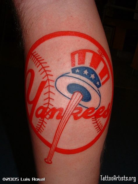 New York Yankees Tattoo Designs | http://www.checkoutmyink.com/tattoos/tonytony10030031/yankees-tattoo-1 Yankees Background, Yankees Tattoo, Baseball Tattoos, Liberty Tattoo, Skyline Tattoo, Sport Tattoos, Astronaut Tattoo, Free Tattoo Designs, New York Yankees Logo