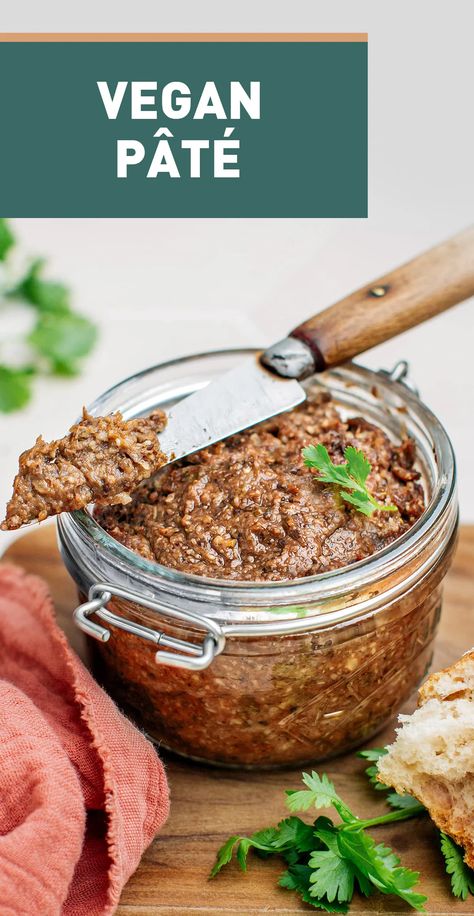 Vegan Pâté - Full of Plants Vegan Pate Recipes, Vegetarian Pate, Mushroom Pate, Vegan Pate, Veg Appetizers, Pate Recipes, Vegan Meat, Vegan Clean, Vegan Burger