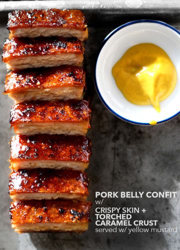 Confit Recipes, Pork Belly Recipes, Pork Dishes, Yellow Mustard, Pork Belly, Food 52, Meat Dishes, Pork Recipes, Gravy