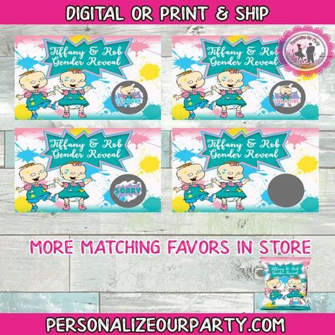 Check out this item in my Etsy shop https://www.etsy.com/listing/614371335/gender-reveal-game-scratch-off-card-game Custom Chip Bags, Gender Reveal Games, Juice Pouch, Baby Twins, Avengers Party, Scratch Off Cards, Diy Party Favors, Candyland Party, Candy Wrapper