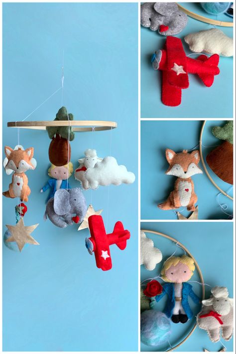 The little prince Baby mobile by Exupery, Cot nursery decor, Le petit prince, boho hanging mobile, Piccolo prince, fairy tale mobile fox Cot Nursery, Flamingo Nursery Decor, Flamingo Nursery, Nursery Toys, Flamingo Decor, Fox Decor, Felt Mobile, Baby Inspiration