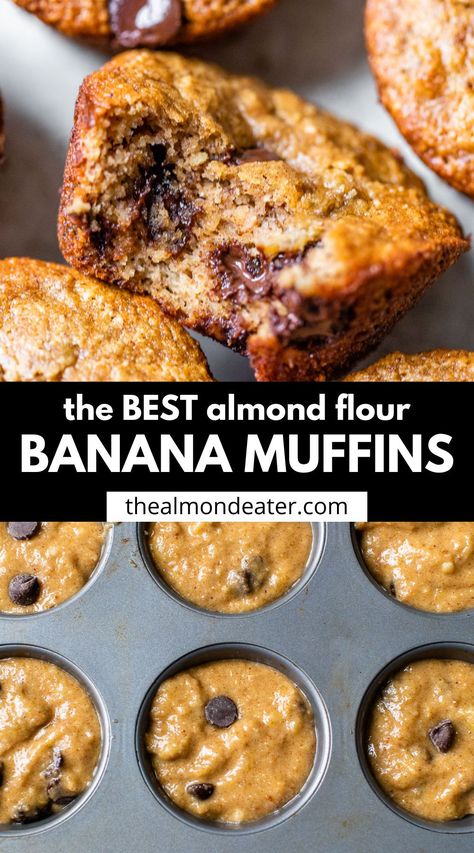 Almond Flour Banana Muffins, Almond Flour Banana, Ripe Banana Recipe, Gluten Free Banana Muffins, Almond Flour Muffins, Healthy Banana Muffins, Flours Banana Bread, Baking With Almond Flour, Postre Keto