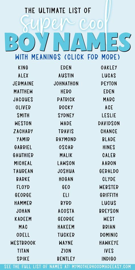 Looking for the perfect baby Boy name to give to your new blessing coming soon? Here is a list of 237+ baby Boy names to choose from! Read more. #babyboy #boynames #babyboynames #strongboynames #biblicalboynames #beautifulboynames #cutebabyboynames #disneybabyboynames #oldfashionedbabyboynames #uniquebabyboynames #rarebabyboynames Aesthetic Name For Boys, Male Celestial Names, Name Aesthetic Boy, Aesthetic Boy Name, Cute Male Names, Badass Names For Women, Cute Boy Names Unique, C Names For Boys, C Boy Names