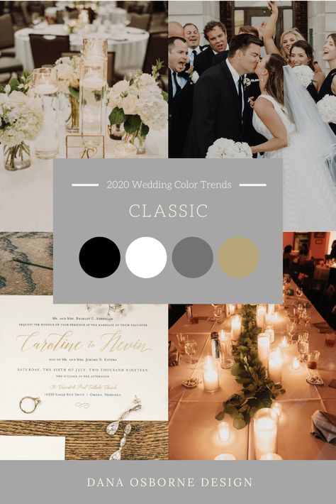 Classic Black White Wedding Color Trend 2020. Black and white wedding colors. #weddingcolortrends #weddingcolors #weddingplanning #weddingplanningtips Classic Wedding Scheme, Wedding Color Palette Classic, Black White Champagne Wedding Color Schemes, Black And White Wedding Color Schemes, Black And White And Champagne Wedding, Classic Elegant Wedding Color Palette, Wedding Color Schemes Classic, Classic Wedding Black And White, Black And White Wedding Colors