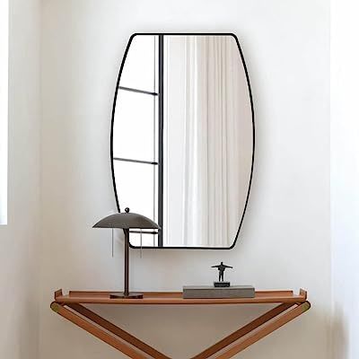 SHYFOY Irregular Mirrors for Wall Decor, 22"x36" Asymmetrical Wall Mirror Decorative Wavy Mirror for Living Room Bathroom Bedroom Entryway, Abstract Shape Curvy Mirror, Antique-Gold Oblong Mirror, Mirror Above Fireplace, Curvy Mirror, Mid Century Modern Mirror, Bath Board, Modern Bathroom Mirrors, Metal Wall Mirror, Wall Vanity, Frameless Mirror