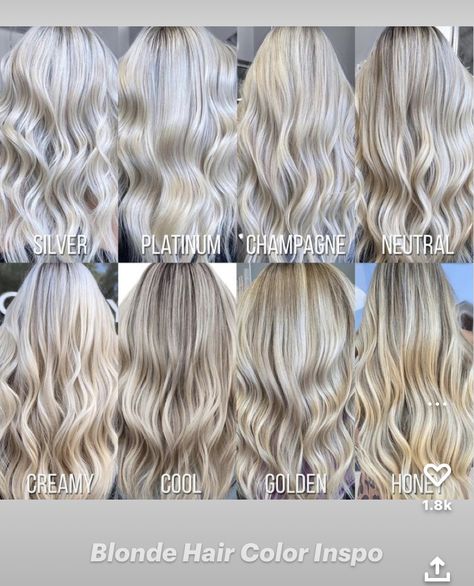 Redken Shades Eq Level 8 Blonde, Natural Icy Blonde Hair, Drastic Hair Change, Pearl Blonde Hair, Blonde Hair Halloween Costumes, Hair With Pink Highlights, Blonde Hair With Pink, Hair Color Swatches, Different Shades Of Blonde