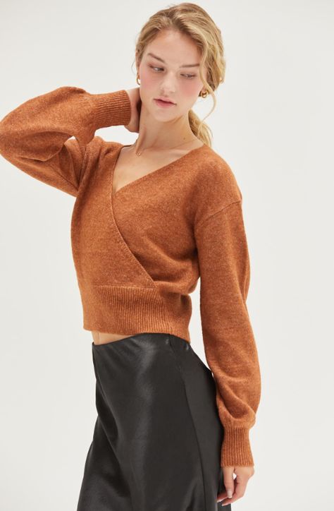 Stay Cozy And Stylish In This Wrap V-Neck Sweater. Featuring A Deep V-Neckline And A Wrap Design, This Sweater Offers A Flattering Fit That's Perfect For Layering Or Wearing On Its Own. Pair It With Your Favorite Jeans Or Skirts For A Chic And Comfortable Look. 96% Polyester 4% Spandex Picture Frame Hangers, Thrift Inspo, Boat Neck Sweater, Denim Short Dresses, Boatneck Sweater, Capri Blue, Wide Leg Denim, Stay Cozy, Active Wear Tops